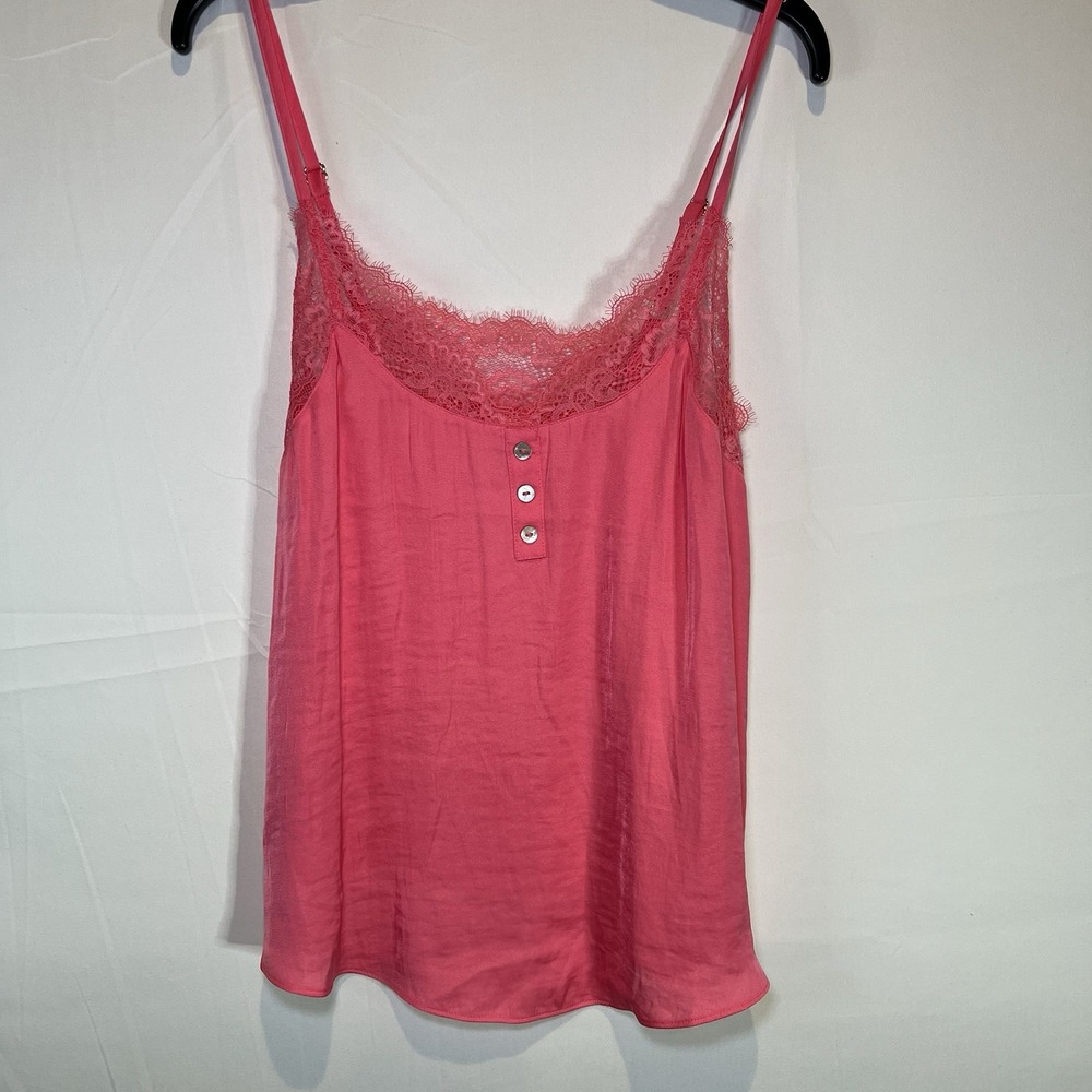 Soma Womens Ribbed Lace Trim Camisole Size XS Pink Romantic Stretch Dainty
